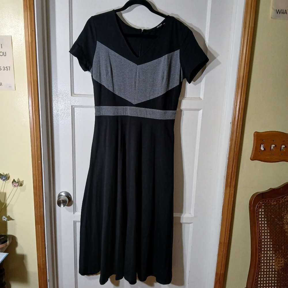 eShakti black and gray dress with pockets, Medium 10